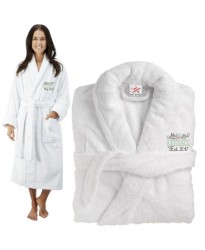 Deluxe Terry cotton with Mr & Mrs Script Style Embroidery bathrobe